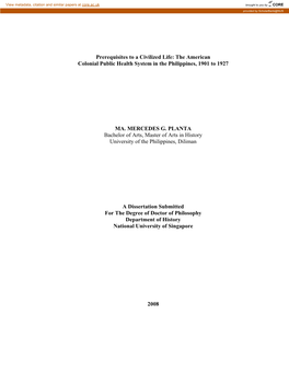 The American Colonial Public Health System in the Philippines, 1901 to 1927