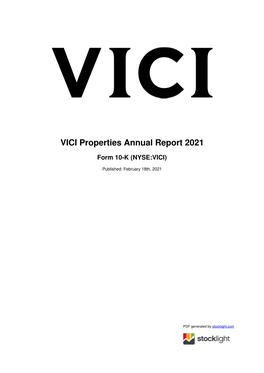 VICI Properties Annual Report 2021