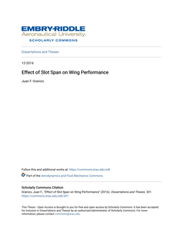 Effect of Slot Span on Wing Performance