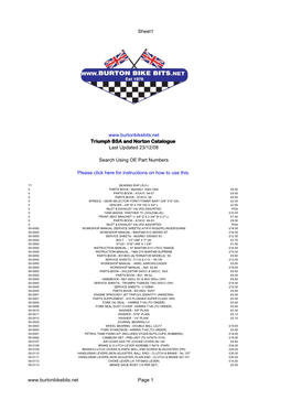 Sheet1 Page 1 Triumph BSA And