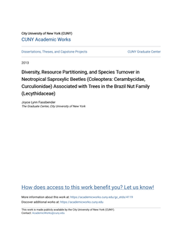 Diversity, Resource Partitioning, and Species Turnover in Neotropical