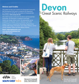 Great Scenic Railways This Leaflet Has Been Produced by the Devon and Cornwall Rail Partnership