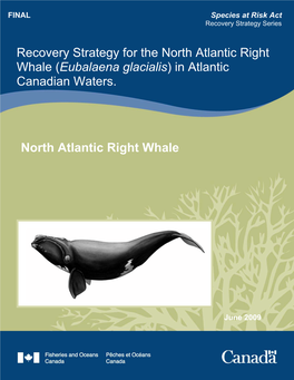 Recovery Strategy for the North Atlantic Right Whale (Eubalaena Glacialis) in Atlantic Canadian Waters