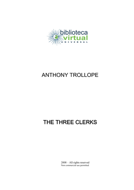 Anthony Trollope the Three Clerks