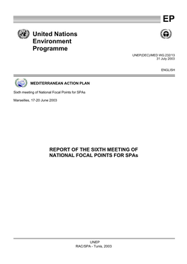 United Nations Environment Programme (Unep) Programme Des Nations Unies Pour L’Environnement (Pnue)