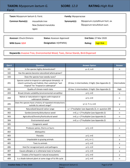 TAXON:Myoporum Laetum G. Forst. SCORE:12.0