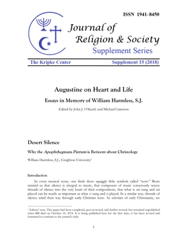 Augustine on Heart and Life Essays in Memory of William Harmless, S.J