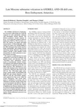 Late Miocene Submarine Volcanism in ANDRILL AND-1B Drill Core, Ross Embayment, Antarctica