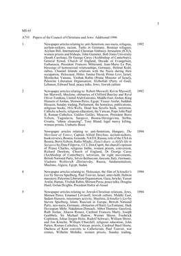 MS 65 A755 Papers of the Council of Christians and Jews: Additional