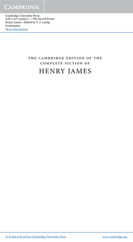Henry James , Edited by T