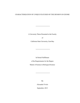 Characterization of Unique Features of the Denisovan Exome