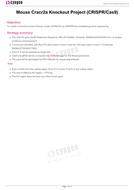 Mouse Cracr2a Knockout Project (CRISPR/Cas9)
