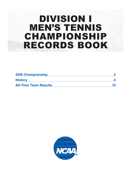 Division I Men's Tennis Championship Records Book