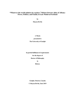 Robert Stewart, Duke of Albany: Power, Politics, and Family in Late Medieval Scotland