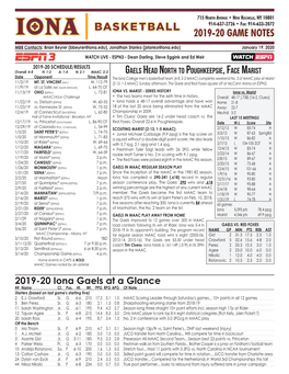 2019-20 Game Notes