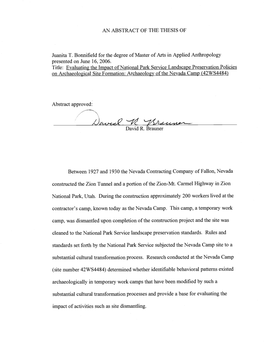 Evaluating the Impact of National Park Service Landscape Preservation Policies on Archaeological Site Formation: Archaeology of the Nevada Camp (42WS4484)