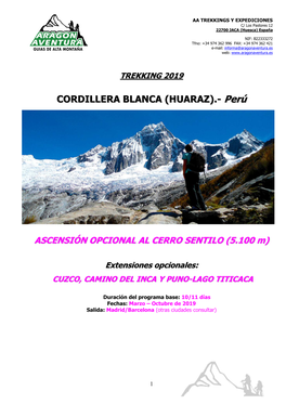 F. T.Trekking Cordillera Blanca Peru 2019