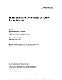 IEEE Standard Definitions of Terms for Antennas