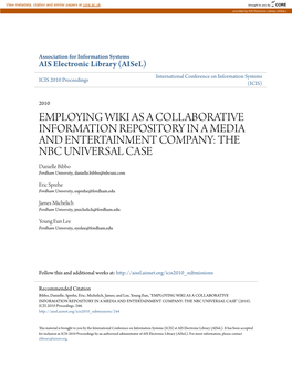 Employing Wiki As a Collaborative Information Repository in a Media