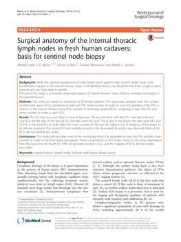 Surgical Anatomy of the Internal Thoracic Lymph Nodes in Fresh Human Cadavers: Basis for Sentinel Node Biopsy Alfredo Carlos S