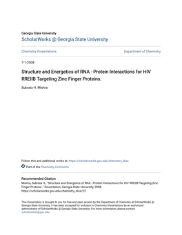 Structure and Energetics of RNA - Protein Interactions for HIV RREIIB Targeting Zinc Finger Proteins