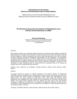 El Proceso De Selección Del Candidato Presidencial En El Partido De