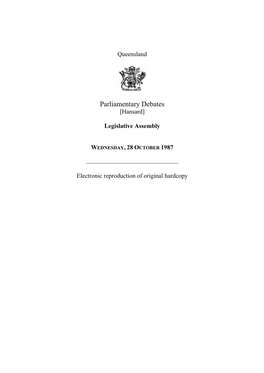 [Hansard] Legislative Assembly WEDNESDAY, 28 OCTOBER 1987