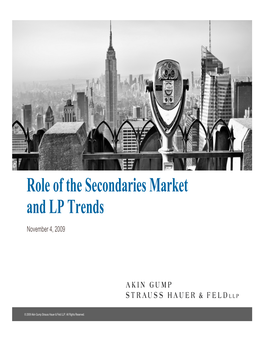 Role of the Secondaries Market and LP Trends