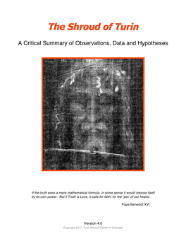 The Shroud of Turin and to Make That Synthesis Available to the Serious Inquirer