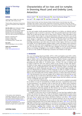 Characteristics of Ice Rises and Ice Rumples in Dronning Maud Land and Enderby Land, Antarctica