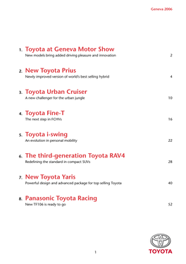 1. Toyota at Geneva Motor Show 2. New Toyota Prius 3. Toyota Urban