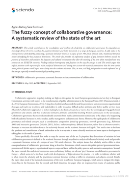 The Fuzzy Concept of Collaborative Governance: a Systematic Review of the State of the Art