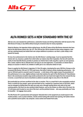 Press Kit: Alfa Romeo GT V6