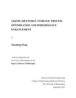 Liquid Air Energy Storage: Process Optimization and Performance Enhancement