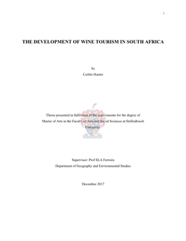 The Development of Wine Tourism in South Africa