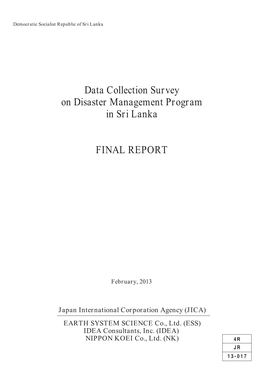 Data Collection Survey on Disaster Management Program in Sri Lanka FINAL REPORT