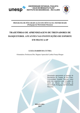 Trajetórias De Aprendizagens De Treinadores De Basquetebol Atuantes Nas Instituições De Esporte