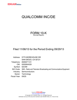 QUALCOMM Incorporated (Exact Name of Registrant As Specified in Its Charter)