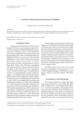 A Revision of Damrongia (Gesneriaceae) in Thailand