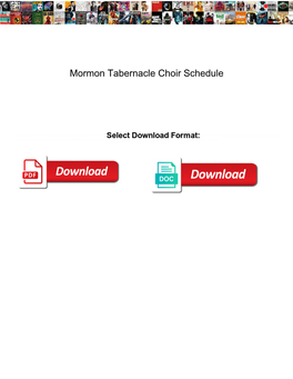 Mormon Tabernacle Choir Schedule