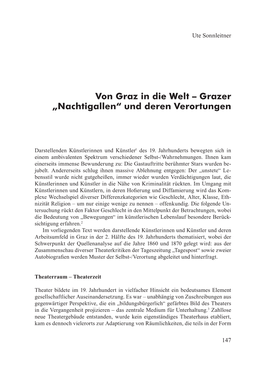 Von Graz in Die Welt – Grazer „Nachtigallen“ Und Deren Verortungen