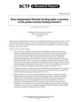 Does Independent Schools Funding Make a Mockery of the Public Schools Funding Formula?