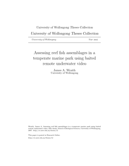 Assessing Reef Fish Assemblages in a Temperate Marine Park Using Baited Remote Underwater Video