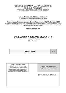 Variante Strutturale N° 2 Al P.R.G.C