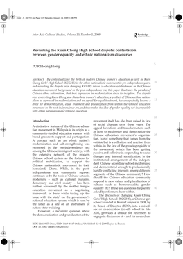 Revisiting the Kuen Cheng High School Dispute: Contestation Between Gender Equality and Ethnic Nationalism Discourses