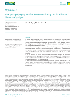 New Grass Phylogeny Resolves Deep Evolutionary Relationships and Discovers C4 Origins