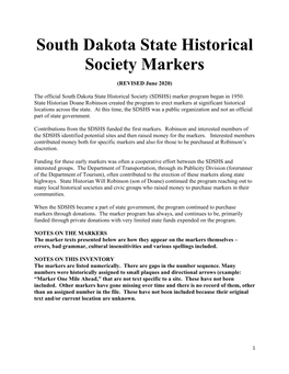 South Dakota State Historical Society Markers