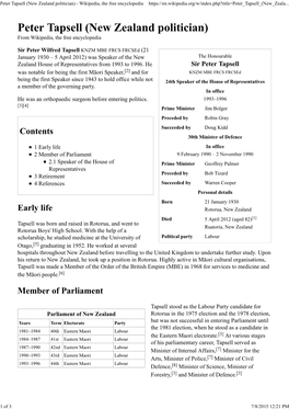 Peter Tapsell (New Zealand Politician) - Wikipedia, the Free Encyclopedia