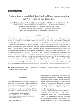 Original Paper Antihypertensive Potentials of Blue, Dutch and Swiss