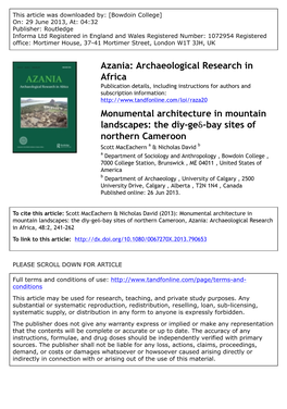 Monumental Architecture in Mountain Landscapes: The